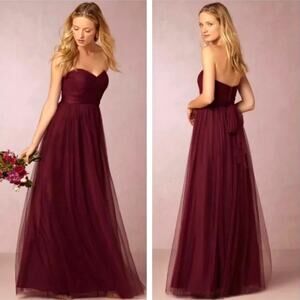 Bhldn Jenny Yoo Annabelle Convertible Bridesmaid Dress Black Cherry Women Size 4